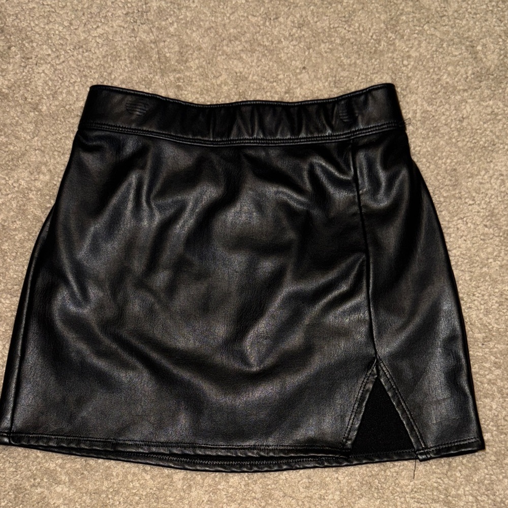 Abercrombie Kids Black Faux Leather Mini Skirt